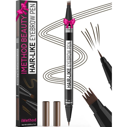 iMethod IMethod Microblading Eyebrow Pen - Eyebrow Pencil Magical 2-in-1 Dual-Ended Eye Brow Pencils For Women With 4-Fork-Tip And Precise Brush-Tip Create Natural Hair-Like Brows, Last All-Day, Black Brown