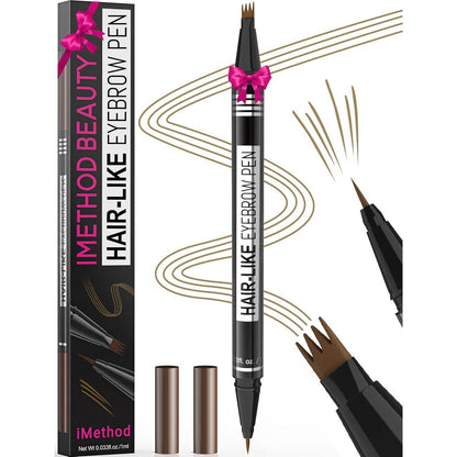 iMethod IMethod Microblading Eyebrow Pen - Eyebrow Pencil Magical 2-in-1 Dual-Ended Eye Brow Pencils For Women With 4-Fork-Tip And Precise Brush-Tip Create Natural Hair-Like Brows, Last All-Day, Light Brown