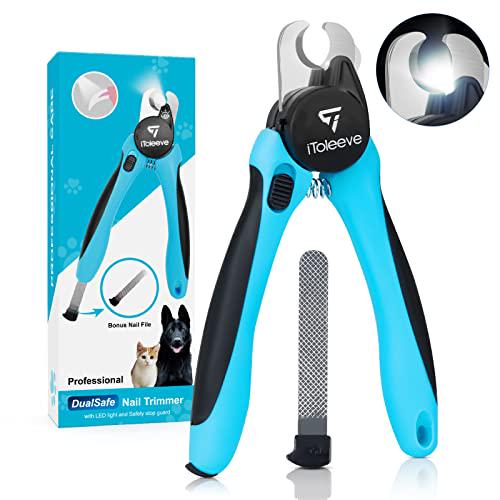 Itoleeve LED Dog Nail Clipper with Light Quick Sensor Illuminates Nail for Safe Trimming