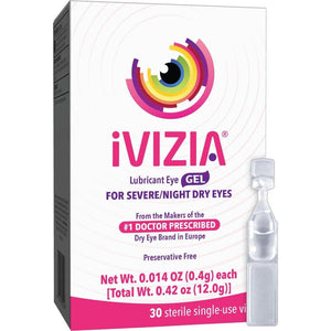 IVIZIA Lubricant Eye Gel, Severe & Nighttime Dry Eye Relief, Preservative-Free, Moisturizing, 30 Sterile Single Use Vials (Packaging May Vary)