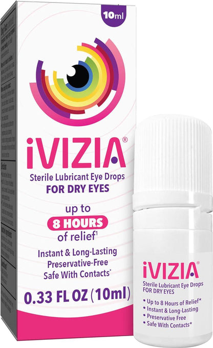 iVizia Sterile Lubricant Eye Drops for Dry Eyes, Preservative-Free, Moisturizing Dry Eye Relief, Contact Lens Friendly, 033oz Bottle
