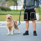 Iyoshop Hands Free Dog Leash with Bungee and Zipper Pouch Dual Padded Handles for Running Jogging Black