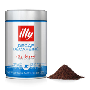Illy Ground Espresso Coffee, 100% Arabica, Classico Decaf Roast, Notes of Caramel, Toasted Bread, and Chocolate, 88oz