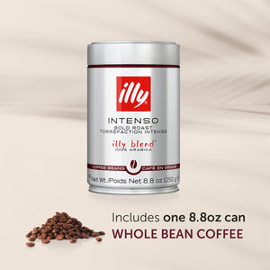 Illy Intenso Whole Bean Coffee, Bold Roast with Notes of Deep Cocoa, 100% Arabica, 88 oz Can, Pack of 1