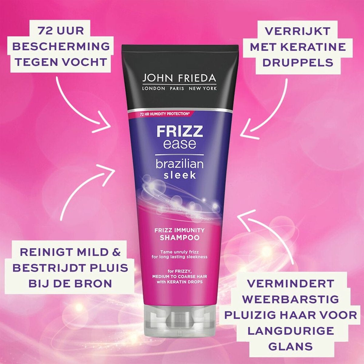 John Frieda Frizz Ease Brazilian Sleek Keratin Drops Shampoo 250ml,5037156271522,