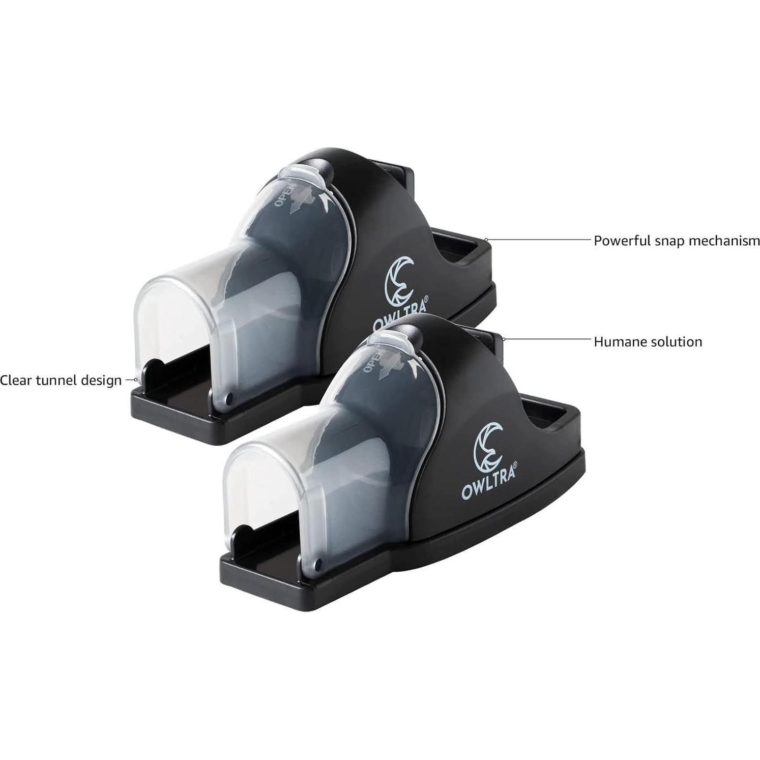 In-/Outdoor Safe Tunnel Snap Mouse Trap 2PCS, Instant Eliminate Rodent Snap Trap With Clear Tunnel Entry, Touch-Free Release, And Powerful Snap, Black, TST-217,850033405071