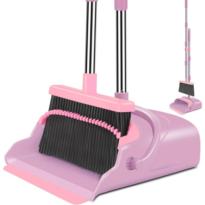kelamayi Kelamayi Broom And Dustpan Set For Home, Office, Indoor&Outdoor Sweeping, Stand Up Broom And Dustpan (Pink)