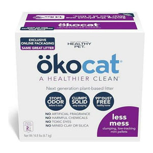 Okocat Less Mess Mini Pellets Cat Litter Unscented 14.8 lb Low Tracking for Long Hair Cats