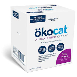 Okocat Less Mess Wood Clumping Cat Litter, 18.6 lb, Mini Pellets, Low Tracking, Unscented, Dust-Free
