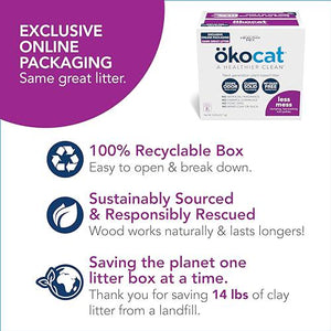 Okocat Less Mess Mini Pellets Cat Litter Unscented 14.8 lb Low Tracking for Long Hair Cats