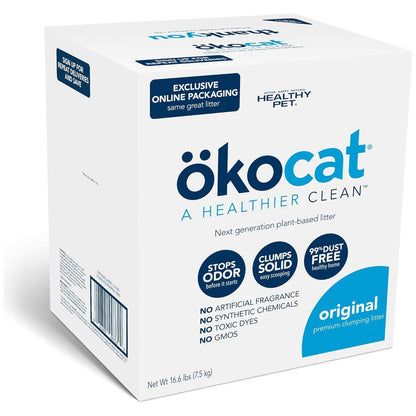 Okocat Original Natural Cat Litter, 16.6?lb Bag, Low Dust, Clumping, Wood Litter with Odor Control