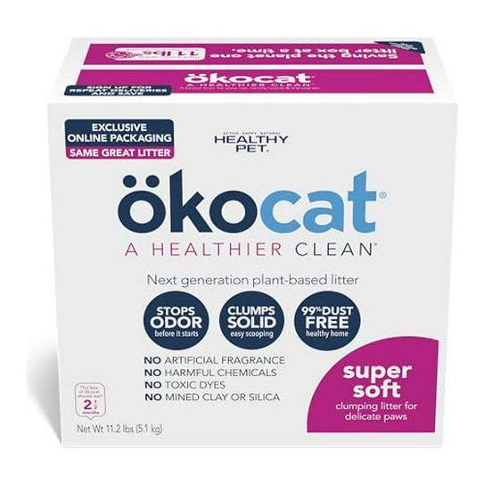 Okocat Super Soft Clumping Cat Litter, 11.2 lb Bag, Unscented, Dust-Free, Natural Wood, For Kittens & Sensitive Paws