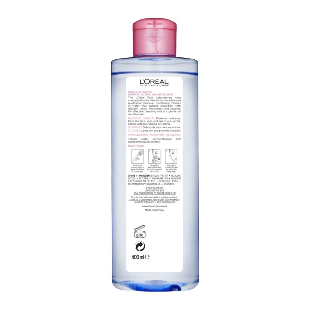 L'Oreal Paris Skin Expert Purified Micellar Cleansing Water 400ml,3600523329847
