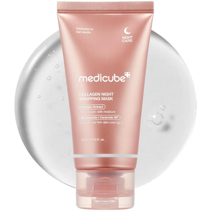 medicube Medicube Collagen Overnight Wrapping Peel Off Facial Mask Pack - Elasticity And Hydration Care, Reduces Sagging And Dullness - Hydrolyzed Collagen For Glowing Skin - Korean Skin Care, 2.53 Fl.oz