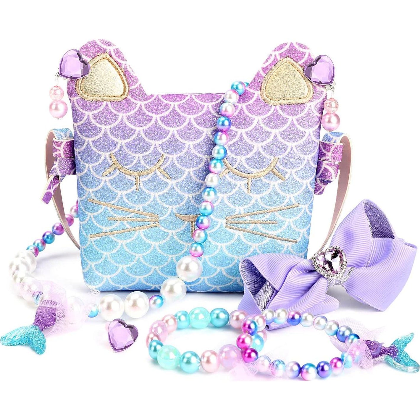 Mibasies Pretend Play Purse and Jewelry Dress Up Accessories for Girls Mermaid