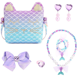 Mibasies Pretend Play Purse and Jewelry Dress Up Accessories for Girls Mermaid