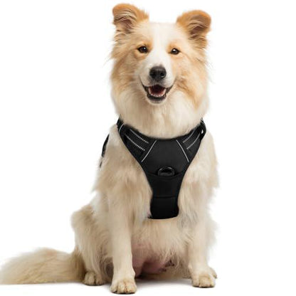 Rabbitgoo No-Pull Dog Harness, Medium, Black, Adjustable Padded Pet Vest with Handle, Reflective Straps