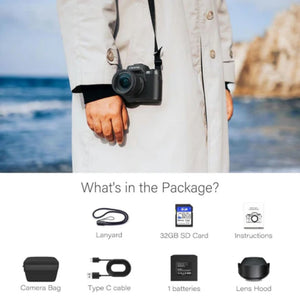 Saneen 4K Ultra HD 64MP WiFi Touch Screen Black Digital Camera, Micro SD Card, Case + 1 Battery,1020000000023