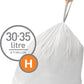 Simplehuman Code H, 100 Count, Genuine Custom Fit Drawstring Trash Bags, 30-35 Liter (8-9 Gallon), White, in Dispenser Packs