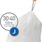 SimpleHuman Code J, 100 Count Genuine Custom Fit Liners, Drawstring Trash Bags in Dispenser Packs, 30-45 Liter (8-12 Gallon), White