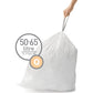Simplehuman Code Q 100-Count Custom Fit Drawstring Trash Bags, 50-65 Liter (13-17 Gallon), White, Dispenser Packs for Easy Use