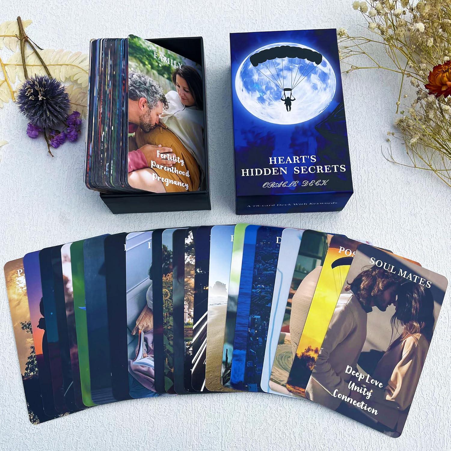 Soulme Twin Flame Love Oracle Cards, Hearts Hidden Secrets Oracle Deck, 78 Tarot Cards For Beginner, Help Uncover What Is Truly In Their Heart Space,
