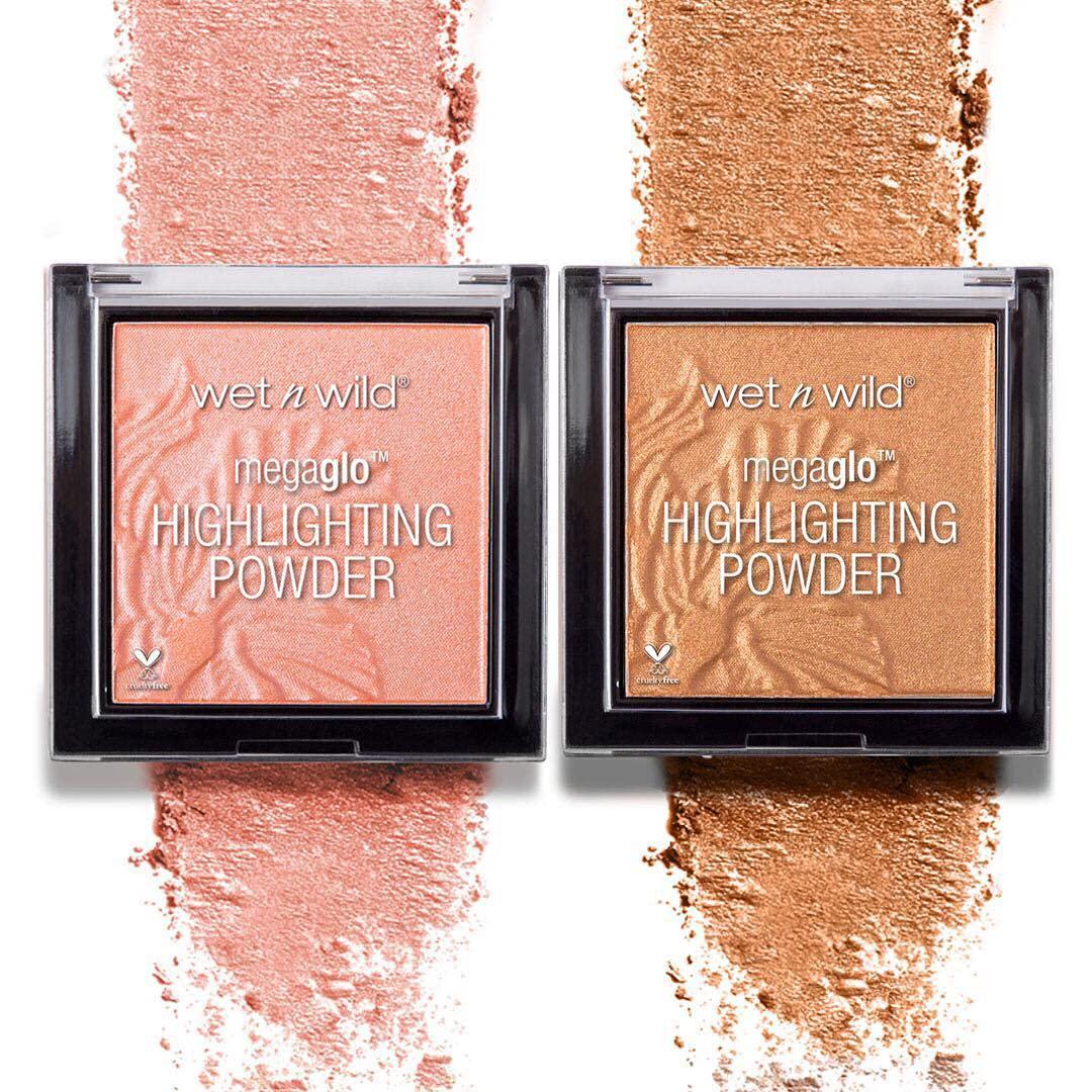 Wet N Wild MegaGlo Highlighting Powder, Highlighter Makeup, Shimmer Glow, Pink Rose Gold Bloom Time,