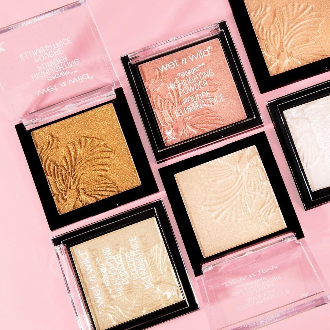 Wet N Wild MegaGlo Highlighting Powder, Highlighter Makeup, Shimmer Glow, Pink Rose Gold Blossom Glow,