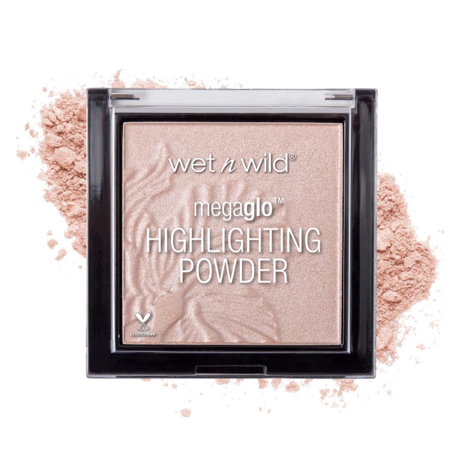 Wet N Wild MegaGlo Highlighting Powder, Highlighter Makeup, Shimmer Glow, Pink Rose Gold Blossom Glow,